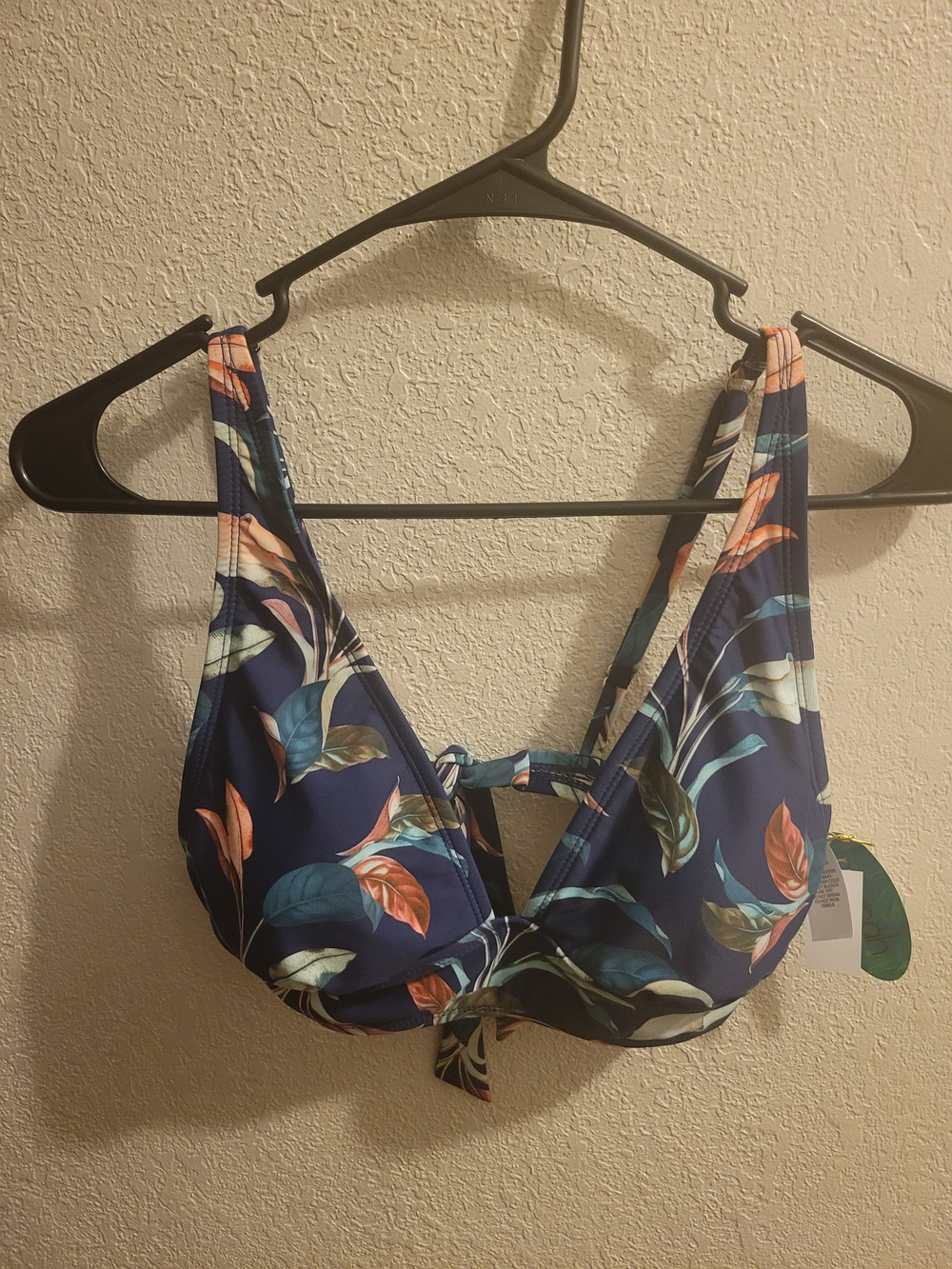 Floral Tie-Front Navy Bikini Top - Women's Swim